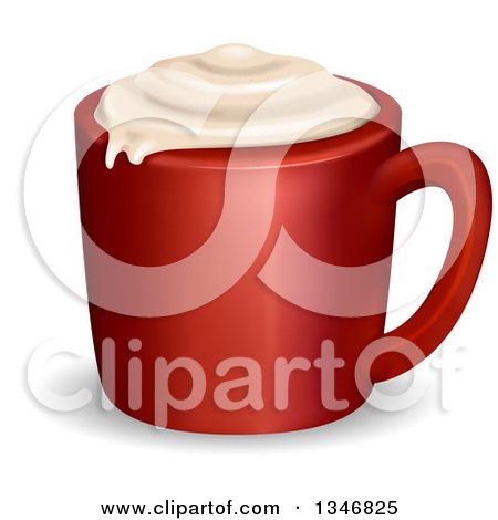 Clipart of a Red Capuccino Mug with Foam - Royalty Free Vector Illustration by BNP Design Studio