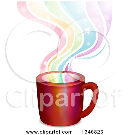 Clipart of a Coffee Mug with Rainbow Steam - Royalty Free Vector Illustration by BNP Design Studio