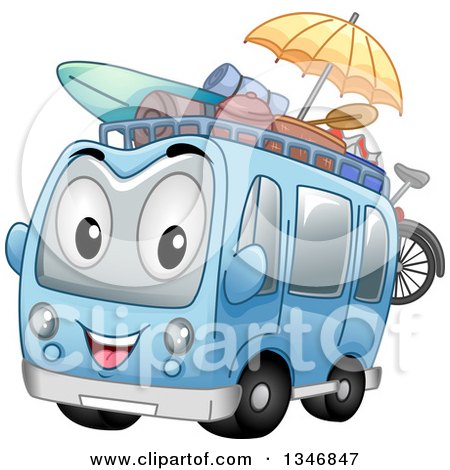 Cartoon Tour Bus Character with Beach Gear Posters, Art Prints by - Interior  Wall Decor #1346847