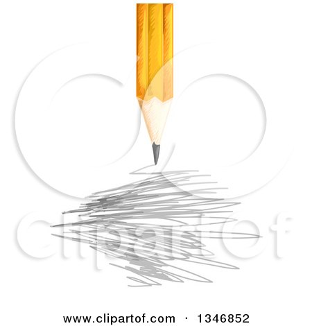 Clipart of a Yellow Pencil over Scribbles - Royalty Free Vector Illustration by BNP Design Studio