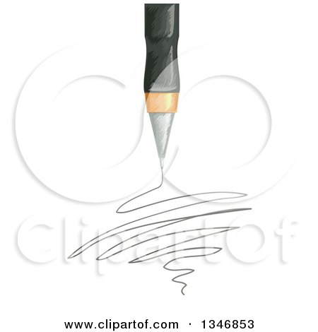 Clipart of a Ball Point Pen over Scribbles - Royalty Free Vector Illustration by BNP Design Studio