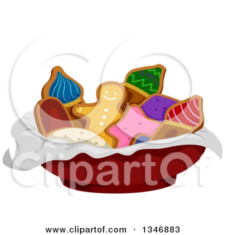 Clipart of a Bowl of Gingerbread Cookies - Royalty Free Vector Illustration by BNP Design Studio