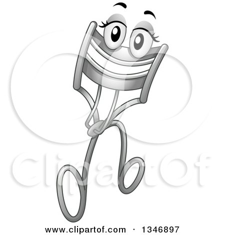 Clipart of a Cartoon Eyelash Curler Mascot Battering Her Lashes - Royalty Free Vector Illustration by BNP Design Studio