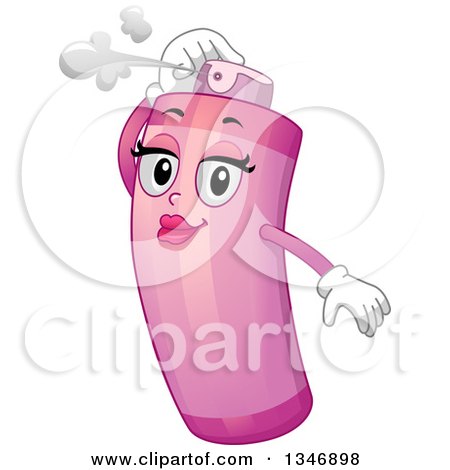 Clipart of a Cartoon Pink Hair Spray Character - Royalty Free Vector Illustration by BNP Design Studio