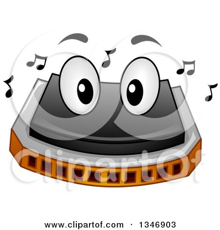 Clipart of a Cartoon Harmonica Mascot - Royalty Free Vector Illustration by BNP Design Studio
