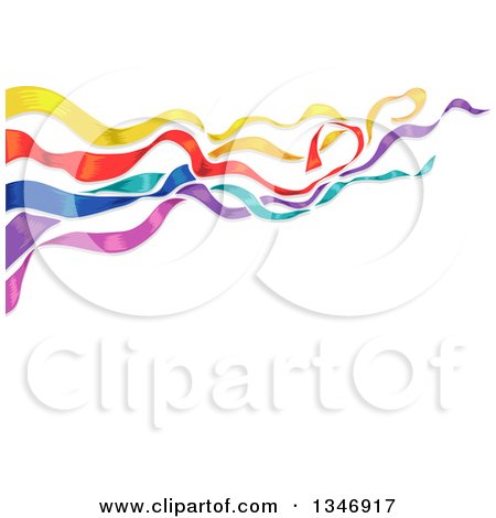 Clipart of a Background of Colorful Ribbons over Text Space - Royalty Free Vector Illustration by BNP Design Studio