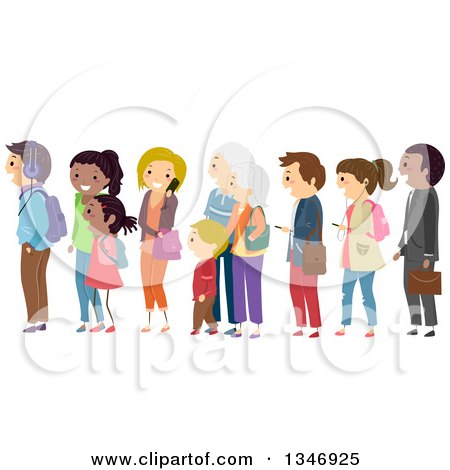 Clipart of a Group of People Waiting in Line - Royalty Free Vector Illustration by BNP Design Studio