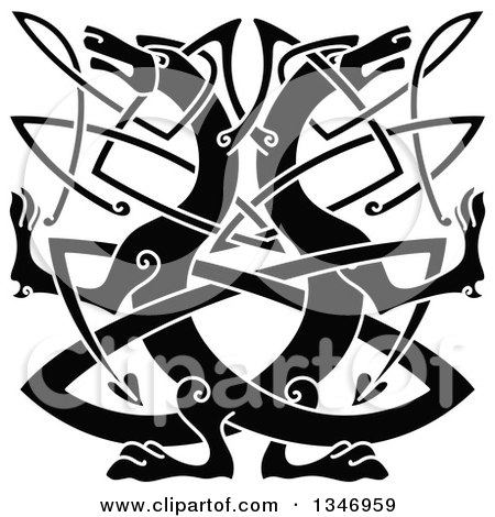 Clipart of a Black Celtic Wild Dog Knot 2 - Royalty Free Vector Illustration by Vector Tradition SM