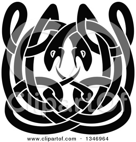 Clipart of Black Celtic Knot Snakes 5 - Royalty Free Vector Illustration by Vector Tradition SM