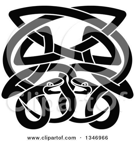 Clipart of Black Celtic Knot Snakes 7 - Royalty Free Vector Illustration by Vector Tradition SM