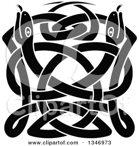 Clipart of Black Celtic Knot Snakes 3 - Royalty Free Vector Illustration by Vector Tradition SM