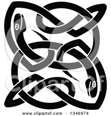 Clipart of Black Celtic Knot Snakes 4 - Royalty Free Vector Illustration by Vector Tradition SM