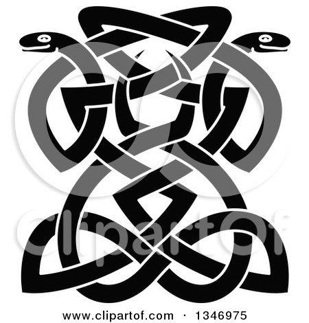 Clipart of Black Celtic Knot Snakes 8 - Royalty Free Vector Illustration by Vector Tradition SM
