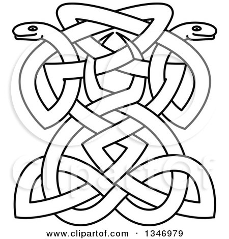 Clipart of Lineart Celtic Knot Snakes 2 - Royalty Free Vector Illustration by Vector Tradition SM