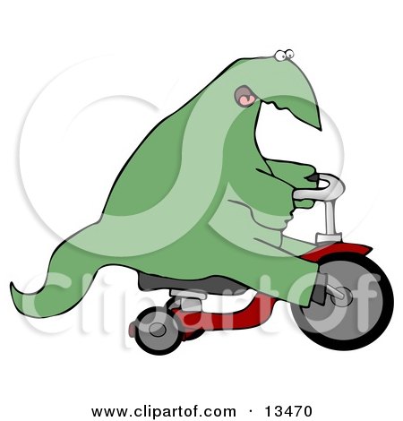 Happy Dino Riding a Tricycle Clipart Illustration by djart