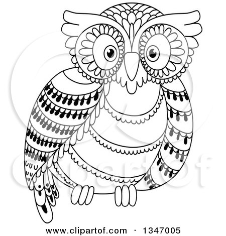 cute owls clip art black and white