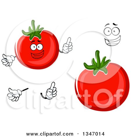 Clipart of a Cartoon Face, Hands and Tomatoes - Royalty Free Vector Illustration by Vector Tradition SM