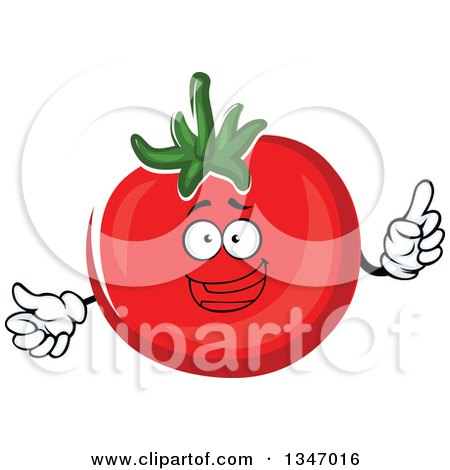 Clipart of a Cartoon Tomato Character Holding up a Finger - Royalty Free Vector Illustration by Vector Tradition SM