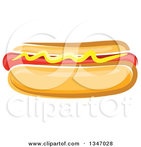 Clipart of a Cartoon Hot Dog with Mustard 2 - Royalty Free Vector Illustration by Vector Tradition SM