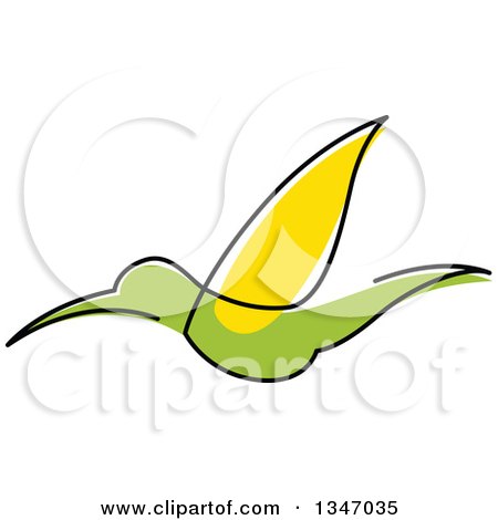 Clipart of a Sketched Green and Yellow Hummingbird 2 - Royalty Free Vector Illustration by Vector Tradition SM