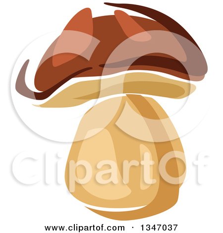 Clipart of a Cartoon Brown and Tan Mushroom - Royalty Free Vector Illustration by Vector Tradition SM