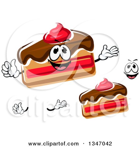 Clipart of a Cartoon Face, Hands and Slices of Cake - Royalty Free Vector Illustration by Vector Tradition SM