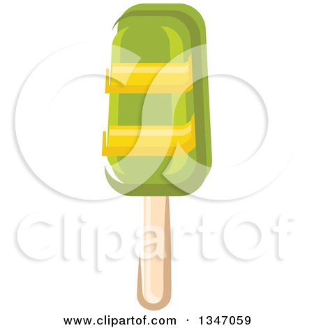 Clipart of a Cartoon Lime Popsicle - Royalty Free Vector Illustration by Vector Tradition SM