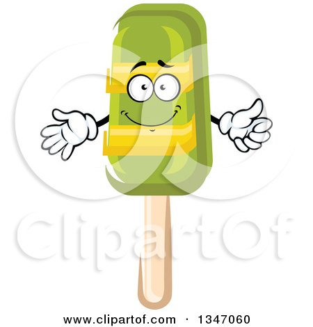 Clipart of a Cartoon Lime Popsicle Character - Royalty Free Vector Illustration by Vector Tradition SM