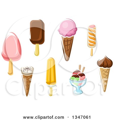 Clipart of Cartoon Ice Cream Desserts - Royalty Free Vector Illustration by Vector Tradition SM