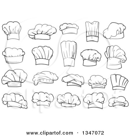 Clipart of Black and White Chefs Toque Hats 3 - Royalty Free Vector Illustration by Vector Tradition SM