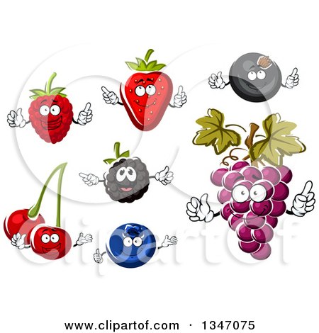 Clipart of Berry, Cherry and Grape Characters - Royalty Free Vector Illustration by Vector Tradition SM