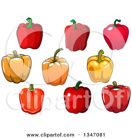Clipart of Cartoon Red and Orange Bell Peppers - Royalty Free Vector Illustration by Vector Tradition SM