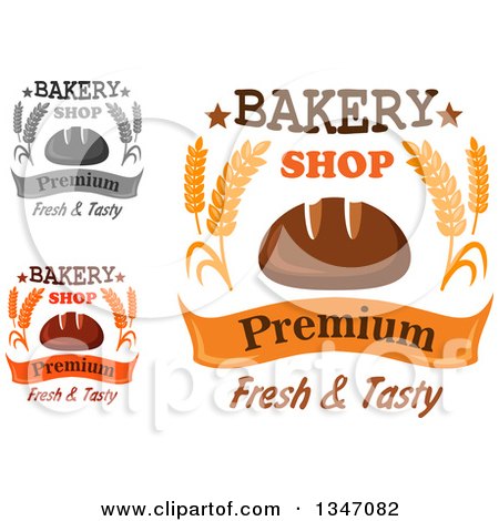 Clipart of Boule Breads with Bakery Text - Royalty Free Vector Illustration by Vector Tradition SM
