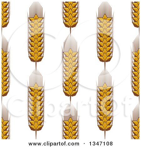 Clipart of a Seamless Background Patterns of Gold Wheat on White 8 - Royalty Free Vector Illustration by Vector Tradition SM