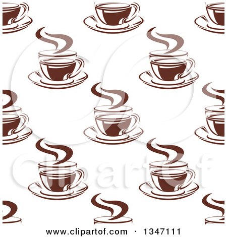 Clipart of a Seamless Background Pattern of Steamy Brown Coffee Cups 15 - Royalty Free Vector Illustration by Vector Tradition SM