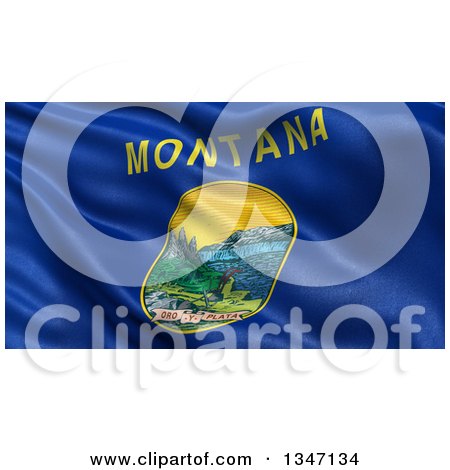 Clipart of a 3d Rippling State Flag of Montana, USA - Royalty Free Illustration by stockillustrations