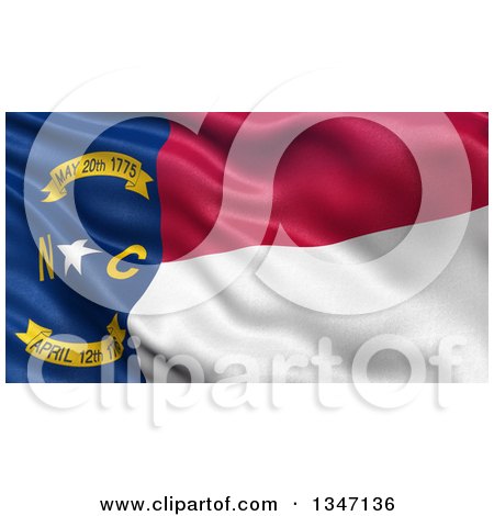Clipart of a 3d Rippling State Flag of North Carolina, USA - Royalty Free Illustration by stockillustrations