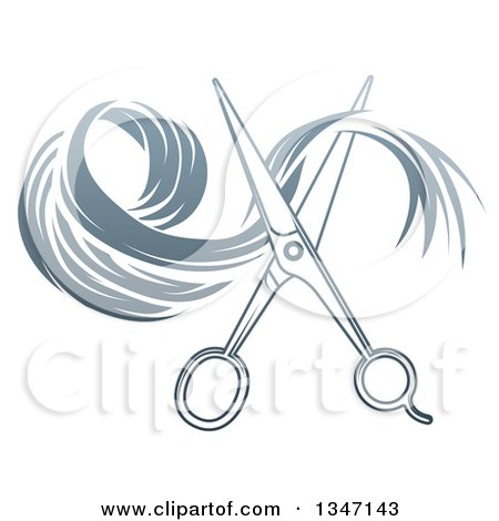 Clipart of Gradient Scissors Cutting Hair - Royalty Free Vector Illustration by AtStockIllustration