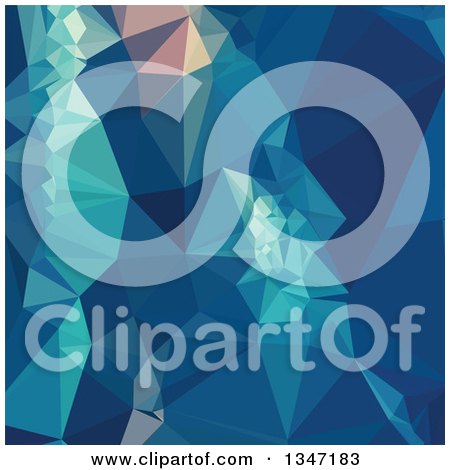 Clipart of a Blue Low Poly Abstract Geometric Background - Royalty Free Vector Illustration by patrimonio