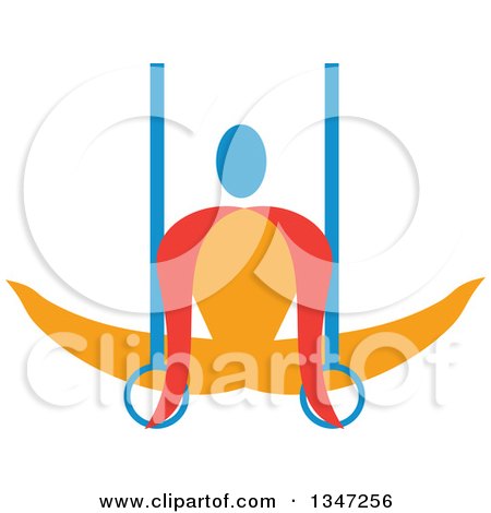 Clipart of a Colorful Gymnast Athlete on Still Rings - Royalty Free Vector Illustration by patrimonio