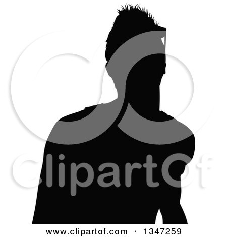 Clipart of a Black Silhouetted Party Guy Dancing - Royalty Free Vector Illustration by dero