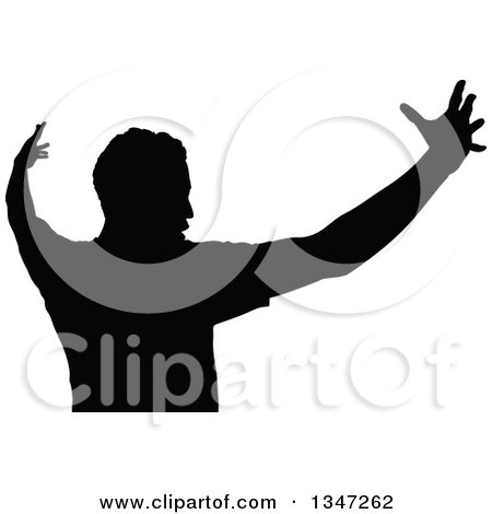 Clipart of a Black Silhouetted Party Guy Dancing 4 - Royalty Free Vector Illustration by dero