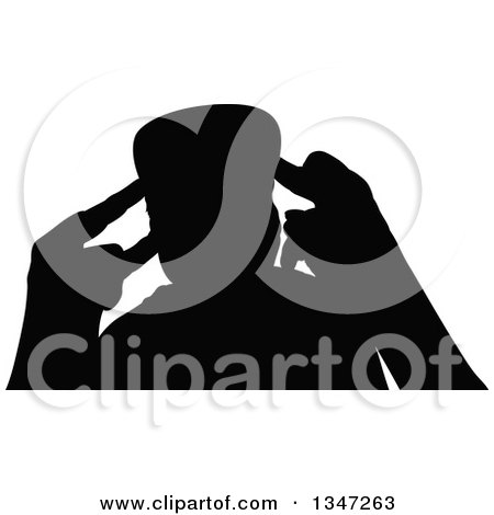 Clipart of a Black Silhouetted Party Guy Dancing 5 - Royalty Free Vector Illustration by dero