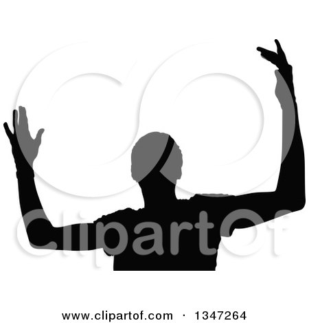 Clipart of a Black Silhouetted Party Guy Dancing 6 - Royalty Free Vector Illustration by dero