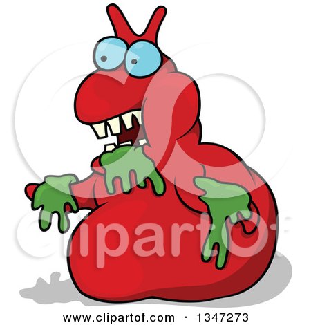 Clipart of a Cartoon Red Monster with Slime - Royalty Free Vector Illustration by dero