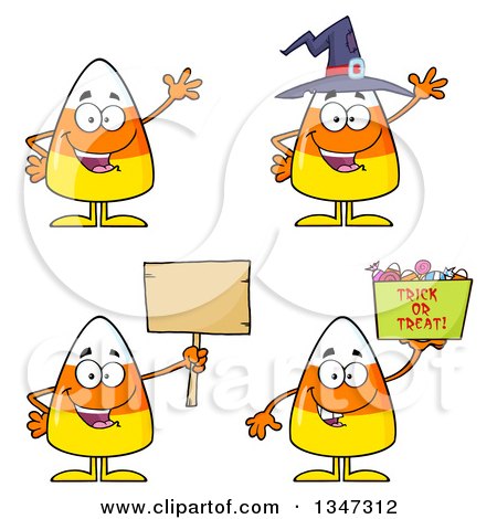 Clipart of Cartoon Halloween Candy Corn Characters 2 - Royalty Free Vector Illustration by Hit Toon