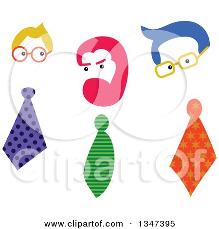 Clipart of Funny Fella Business Men with Neck Ties - Royalty Free Vector Illustration by Prawny