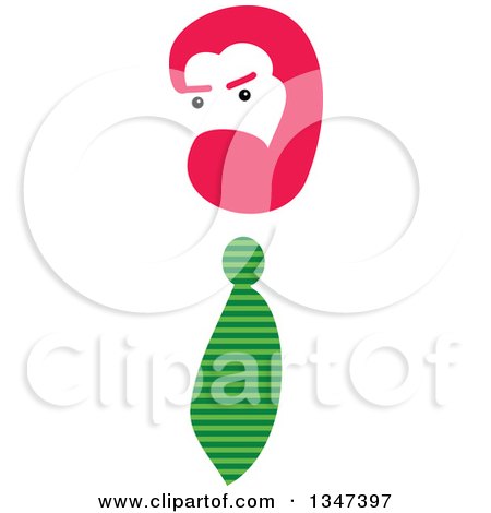 Clipart of a Funny Fella Business Man with Pink Hair and a Beard, Wearing a Green Stripe Tie - Royalty Free Vector Illustration by Prawny
