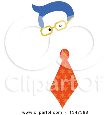 Clipart of a Funny Fella Business Man with Blue Hair, Glasses and a Tie - Royalty Free Vector Illustration by Prawny