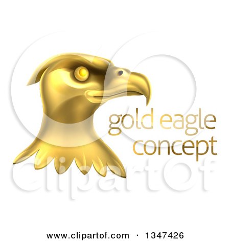 Clipart of a Gold Bald Eagle Head with Sample Text - Royalty Free Vector Illustration by AtStockIllustration